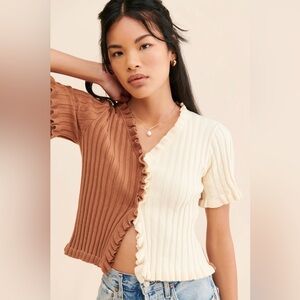 Cardigan Top Colorblock Brown Cream Find Me Now Free People PLUS SIZE XXL